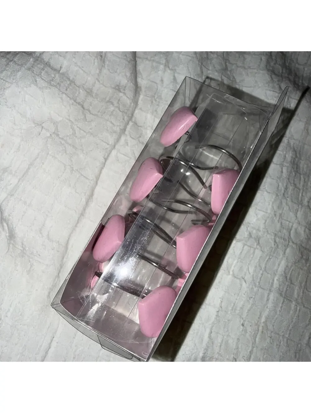 12 Loft Essentials decorative silver Shower curtains hooks  W/Pink Bow
